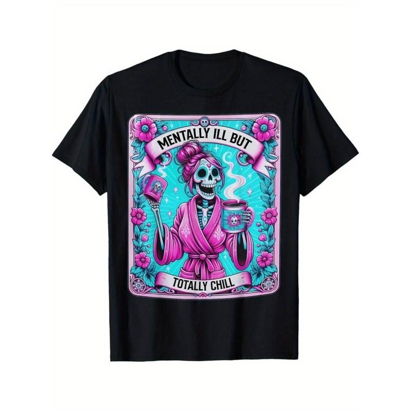 Summer t Shirts Mentally Ill But Totally Chill" Men's Cotton T-Shirt