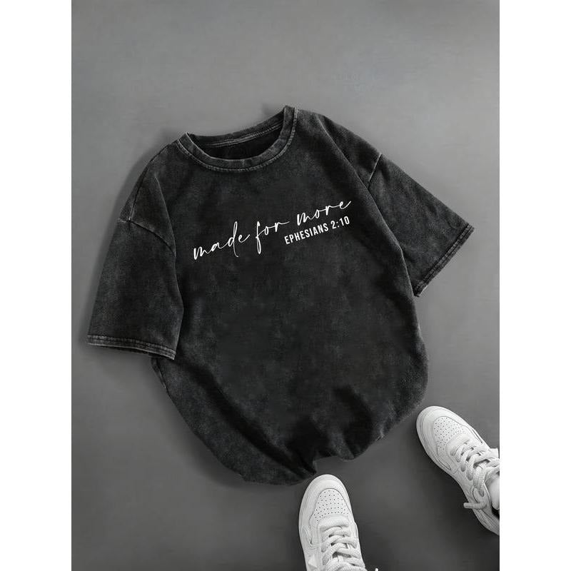 Summer women's fun T-shirt short-sleeve letter print regular loose fit fashion washed vintage T-shirt Hoodie Sweatshirt