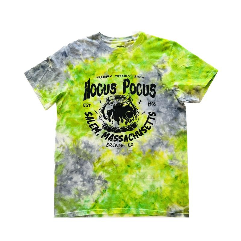 Summerween Shirt - Hocus Pocus Salem Massachusetts Brewing Co. Tie-Dye Design Green & Gray Colorway Hoodie Sweatshirt