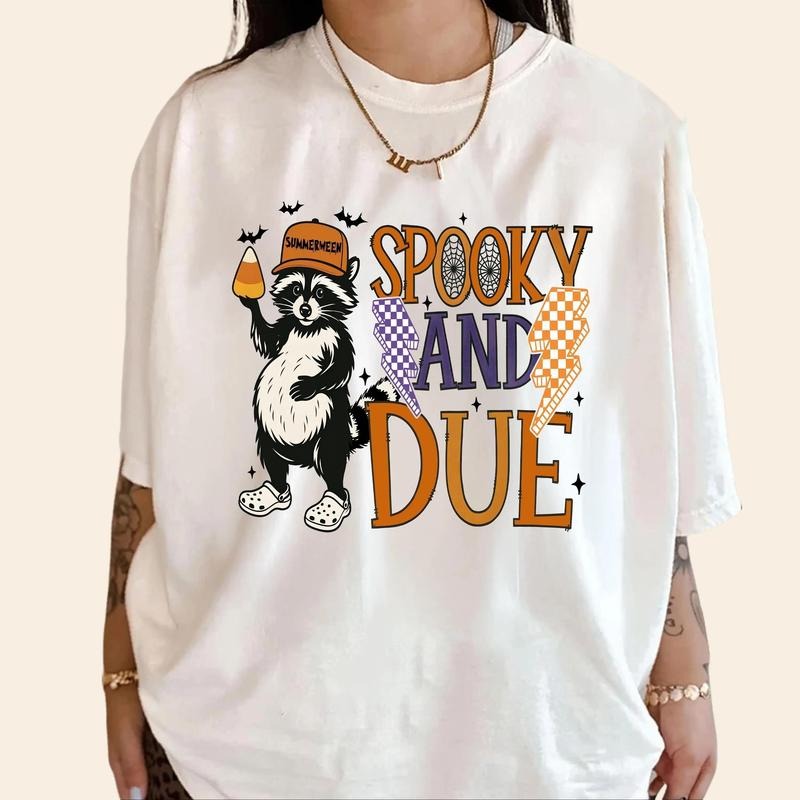 Summerween Spooky and Due Maternity Shirt Funny Raccoon Tee for Pregnant Mom to Be Hoodie Sweatshirt | PrintMintTees.com