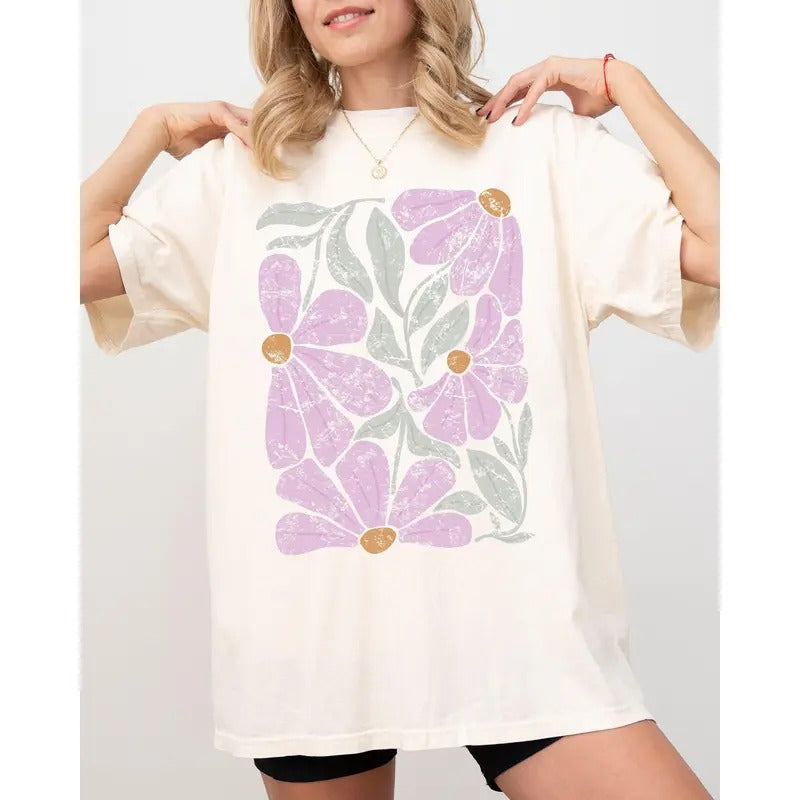 Summery Abstract Flowers Boho Floral Summer Gardening Festival Nature Shirt Comfort Color Shirt Hoodie Sweatshirt