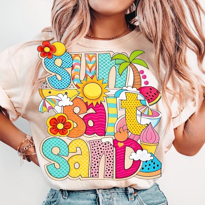 Sun Salt Sand Retro Beach Checkered Summer Beach Vibes Shirt T-Shirtstyle{n002}2 Hoodie Sweatshirt | PrintMintTees.com