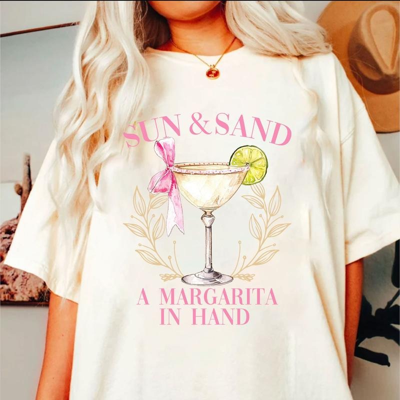 Sun Sand Margarita In Hand Social Club Cocktail Tequila Social Club Girls Club Bachelorette Trendy Shirt Summer  T-shirt,...