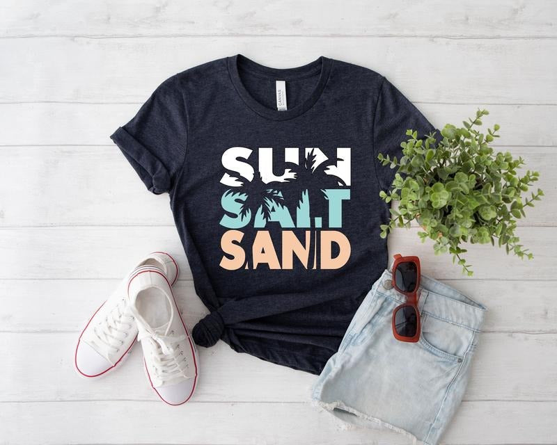 Sun Sand Salt Beach Shirt Retro T-shirt Trendy Beach Shirts For Women Summer Vacation Shirts Womens Beach Shirt Hoodie...