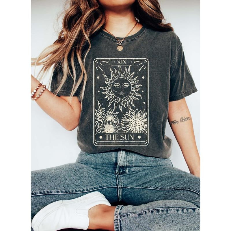 Sun Tarot Card Celestial Comfort Colors Tshirt Hoodie Sweatshirt | PrintMintTees.com