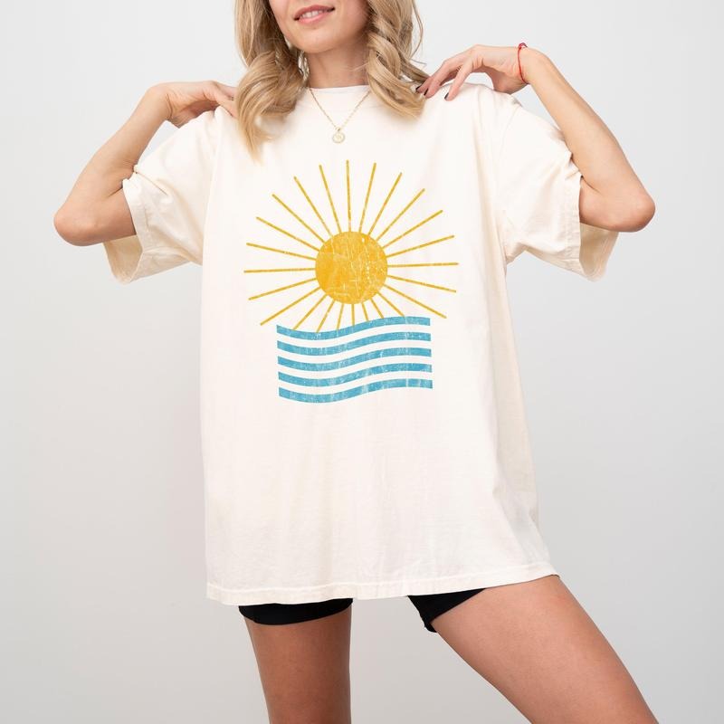 Sunny Beach Waves, Summer Vibes, Vacation, Mykonos, Hot Girl Summer, Tshirt, Women's Comfort Color Tee, Tshirt Hoodie...