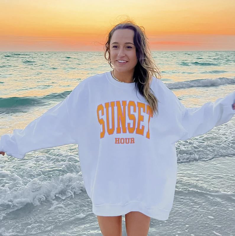 Sunset Hour Sweatshirt, Unisex Cotton Hoodie Oversized Womenswear, Trendy Sweatshirt, Oversized Hoodie Clothing Fit Shirt