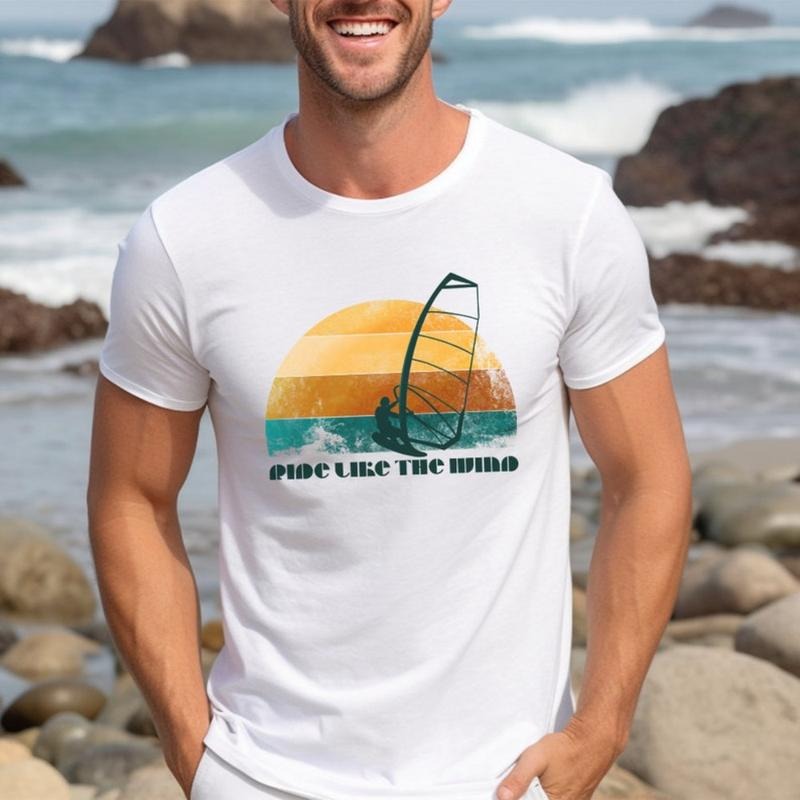 Sunset T-shirt for wind surfers and sailors, graphic t-shirt for men and women, beachwear, fun shirt, gift for surfers,...
