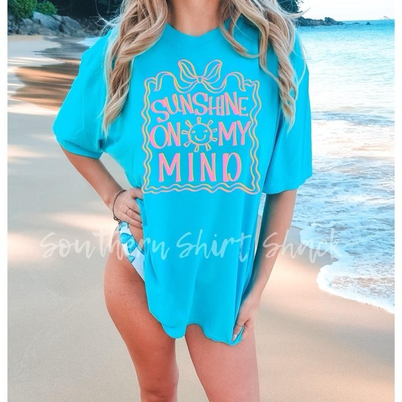 Sunshine on my Mind T shirt  | lagoon blue comfort colors t shirt Hoodie Sweatshirt | PrintMintTees.com
