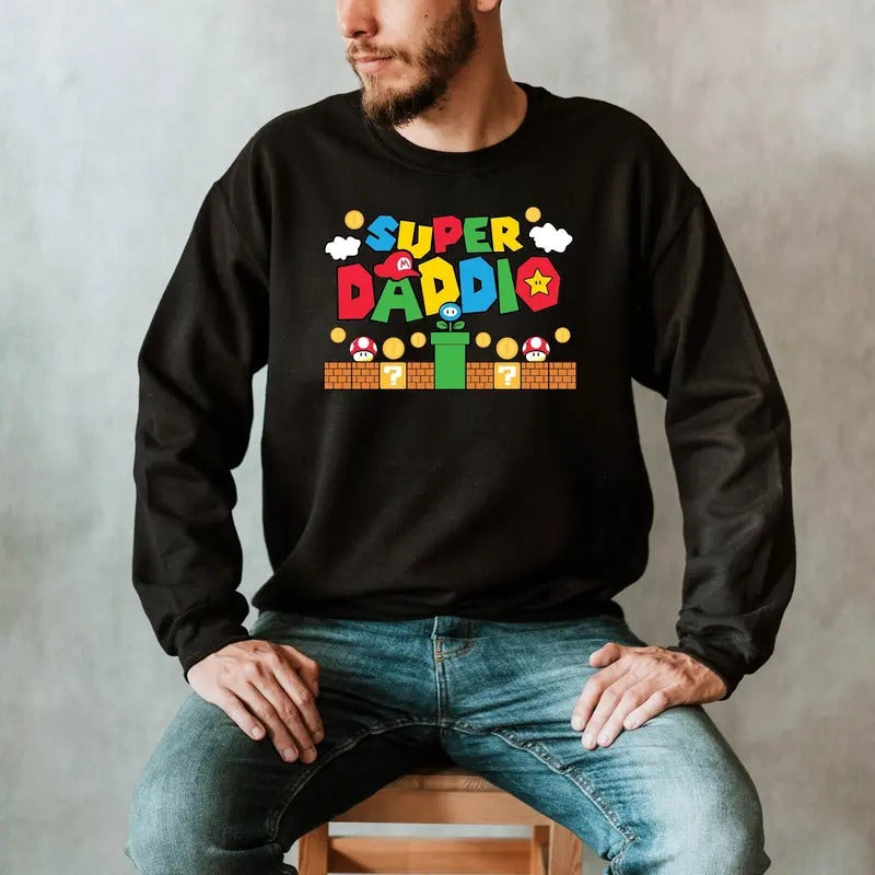 Super Daddio Gamer Daddy Sweat Funny Funny Daddio Man Long Sleeve Shirt Anniversary Thanksgiving T-Shirts, Hoodie, Sweatshirt