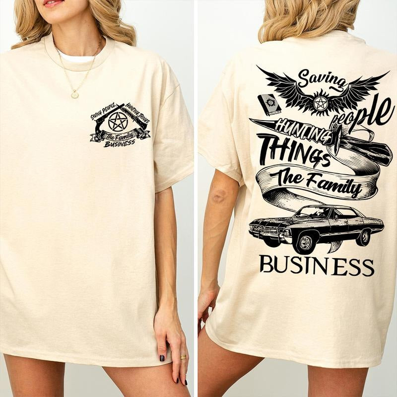 Supernatur4l The Family Business Shirt, Winchest3r Brothers, Saving People, Hunting Things, Impala Tribute Tee, Trending...