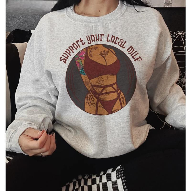 Support Your Local Milf Sweatshirt, vintage crewneck sweatshirts, western outfit women, cowgirl outfits, western clothing...