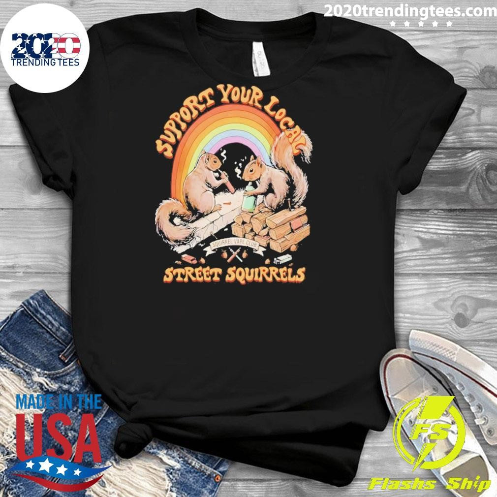 Support Your Local Street Squirrels Rainbow Vintage Shirt