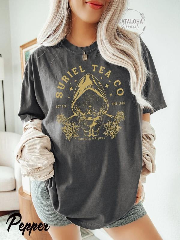 Suriel Tea Co  bookish t-shirt, Suriel's Tearoom Shirt, ACOTAR merch gift, Suriel Tea Tshirt, sjm fan, Acotar SJM Trendy...