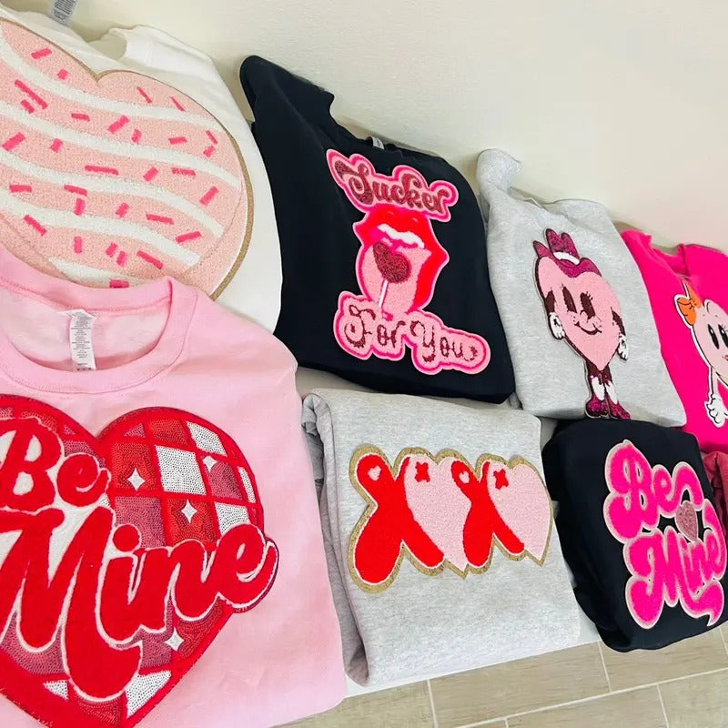 Surprise Valentines Day Chenille Patch Sweatshirt Shirt Hoodie | PrintMintTees.com