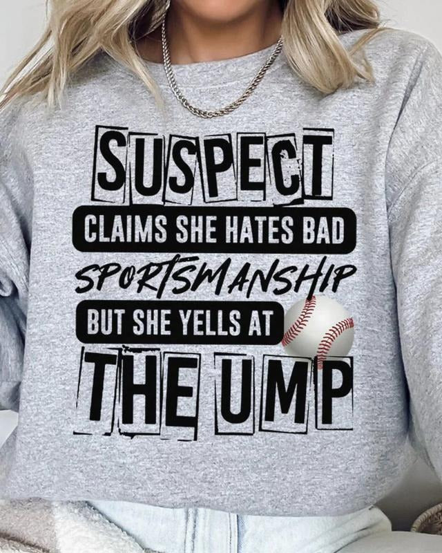 Suspect Yells At The Ump Heavy-weight Crew Sweatshirt BASEBALL SEASON Unisex Womenswear Comfortable Graphic funny Shirt...