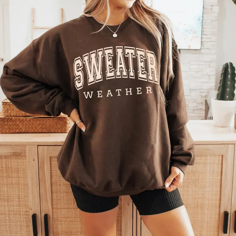 Sweater Weather Sweatshirt, Cozy Sweatshirt, Autumn Fall Sweatshirt, Fall Vibes, Cozy Season Sweater, Retro Fall...