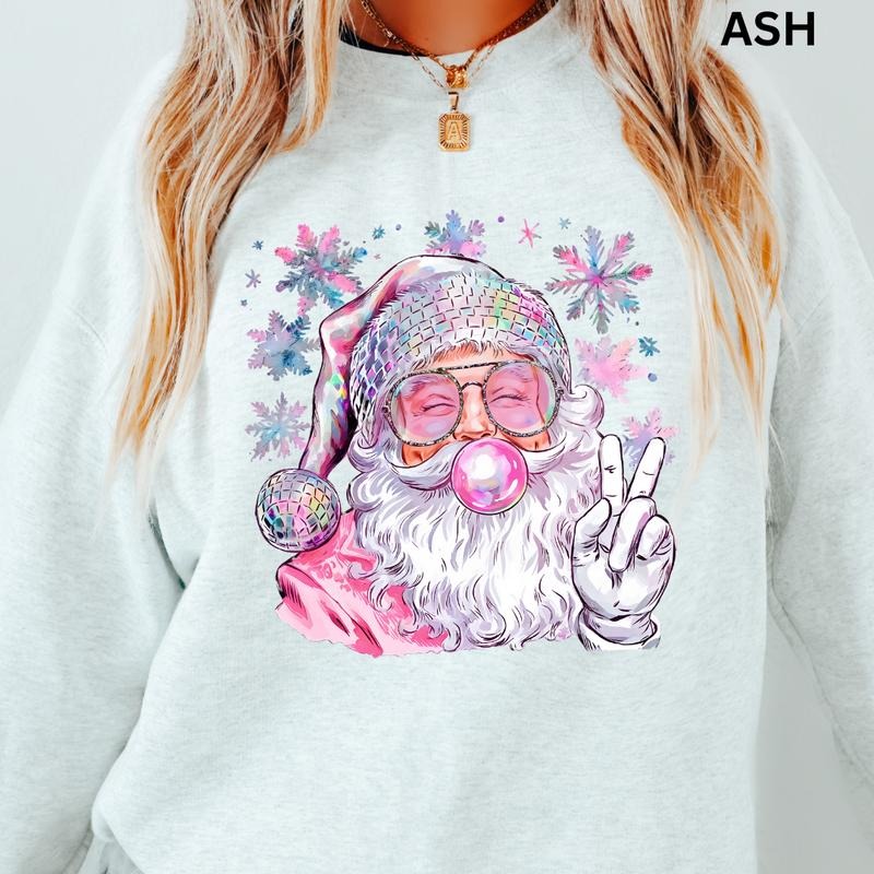 Sweatshirt - Iridescent Santa Christmas Graphic Sweatshirt for Men and Women