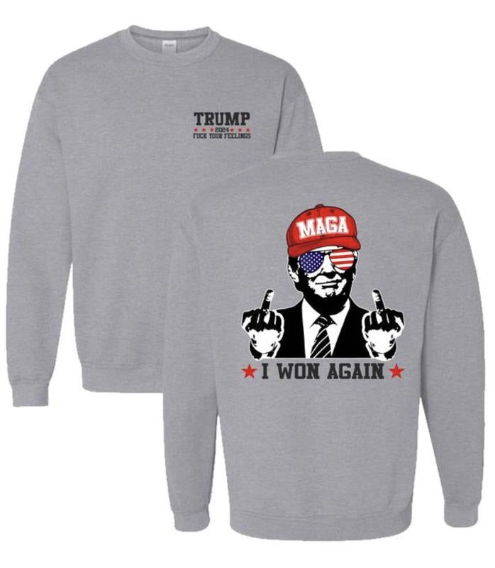 I Won Again Trump Shirt/Hoodie/Sweatshirt, Retro Crewneck, Cotton, Menswear Tops | PrintMintTees.com