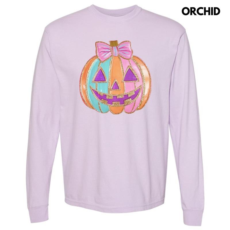 Sweet & Colorful Jack O Lantern Long Sleeve Comfort Colors T-Shirt 'NLB' Hoodie Sweatshirt | PrintMintTees.com
