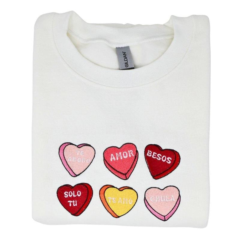 Sweeter Together: Candy Hearts Embroidered Sweatshirt Collection Comfort Fashion T-Shirts, Hoodie | PrintMintTees.com