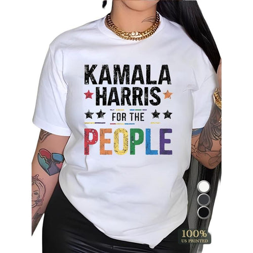 T - Shirt - "Kamala Harris For The People" with Colorful Star