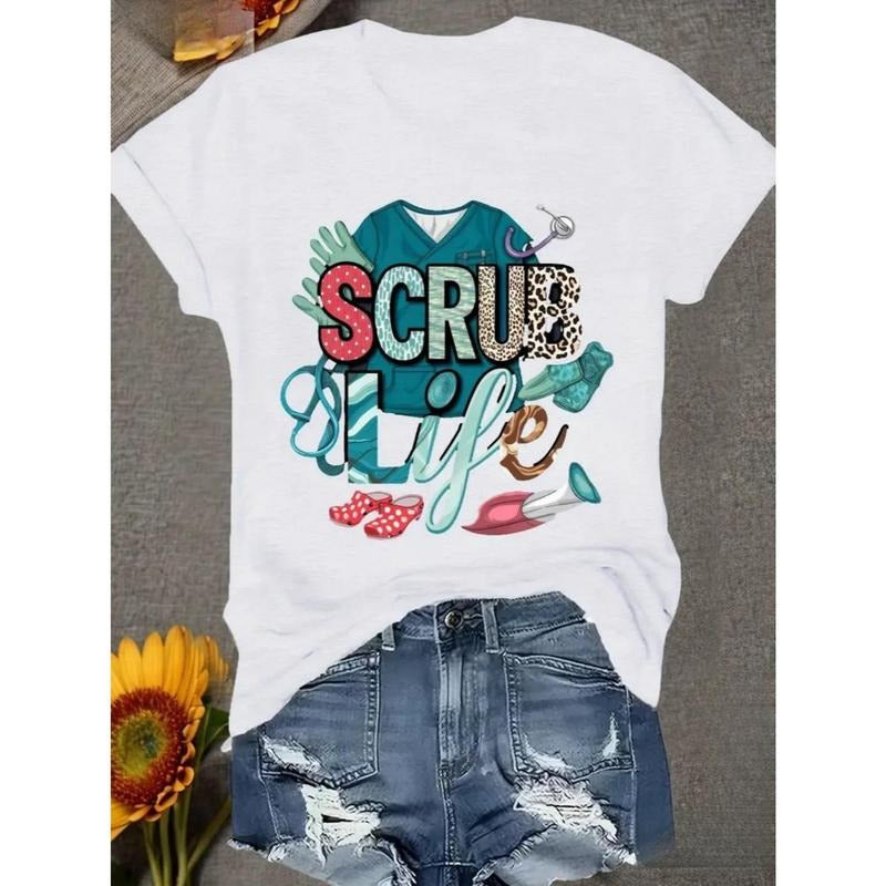 T - Shirt Celebrating the Medical Profession: 'SCRUB Life' Graphic with Medical Icons for a Nurturing Vibe style 02...
