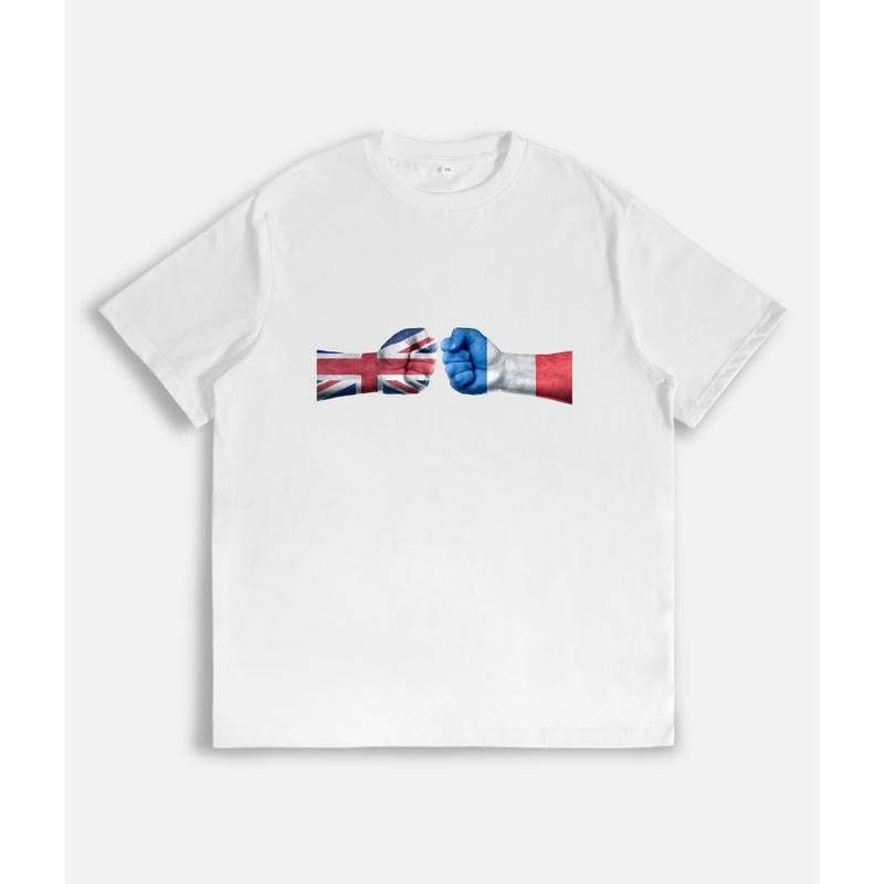 T - Shirt Depicting United Fist - Bump of UK and France Flag - Inspired Hands style 02 Hoodie Sweatshirt | PrintMintTees.com