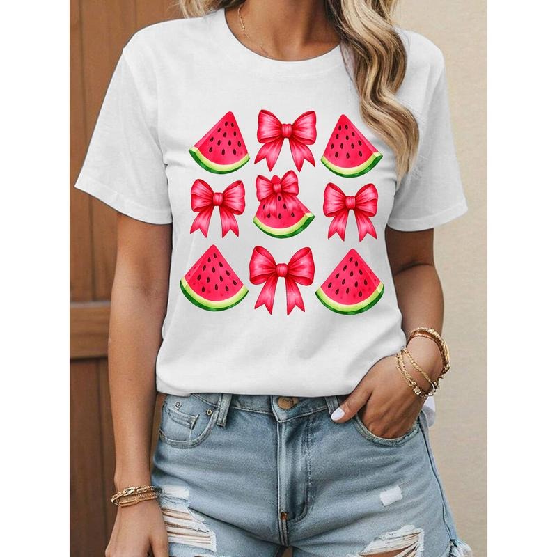 T - Shirt for Summer Lovers: Flaunt Watermelon and Bow Graphics style 02 Hoodie Sweatshirt | PrintMintTees.com