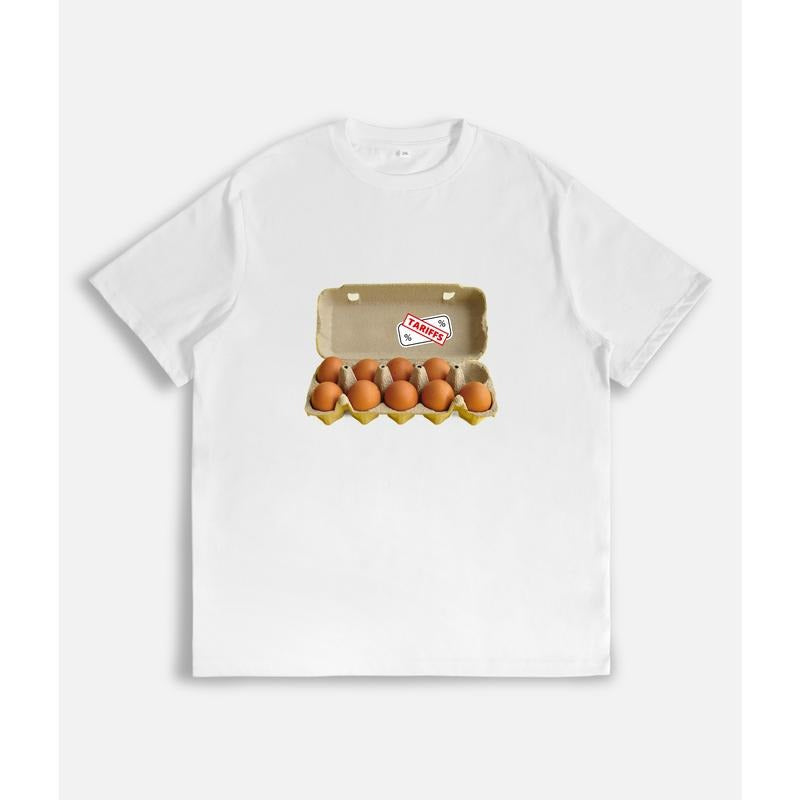 T - Shirt with Egg Carton Graphic and "TARIFFS" Stamp style 02 Hoodie Sweatshirt | PrintMintTees.com