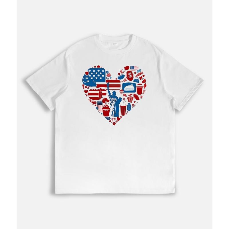 T - Shirt with Patriotic Heart Design: Celebrating American Symbols style 02 Hoodie Sweatshirt | PrintMintTees.com