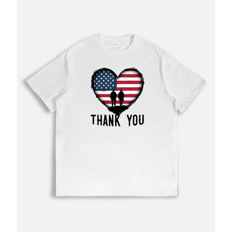T - Shirt with Patriotic Heart Design: Saying "Thank You" with American Symbolism style 02 Hoodie Sweatshirt |...