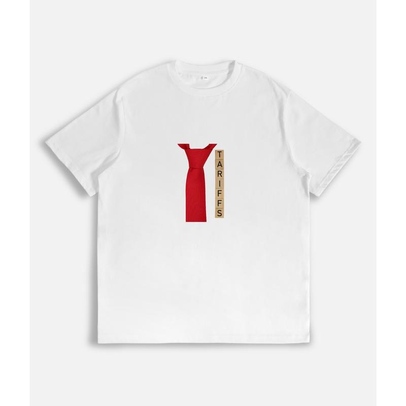 T - Shirt with Red Tie Graphic and "TARIFFS" Text Design style 02 Hoodie Sweatshirt | PrintMintTees.com