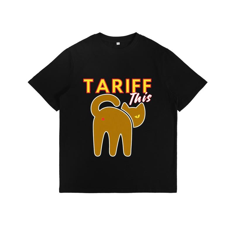 T - Shirt with a Cat Graphic and the Phrase "TARIFF This" style 02 Hoodie Sweatshirt | PrintMintTees.com