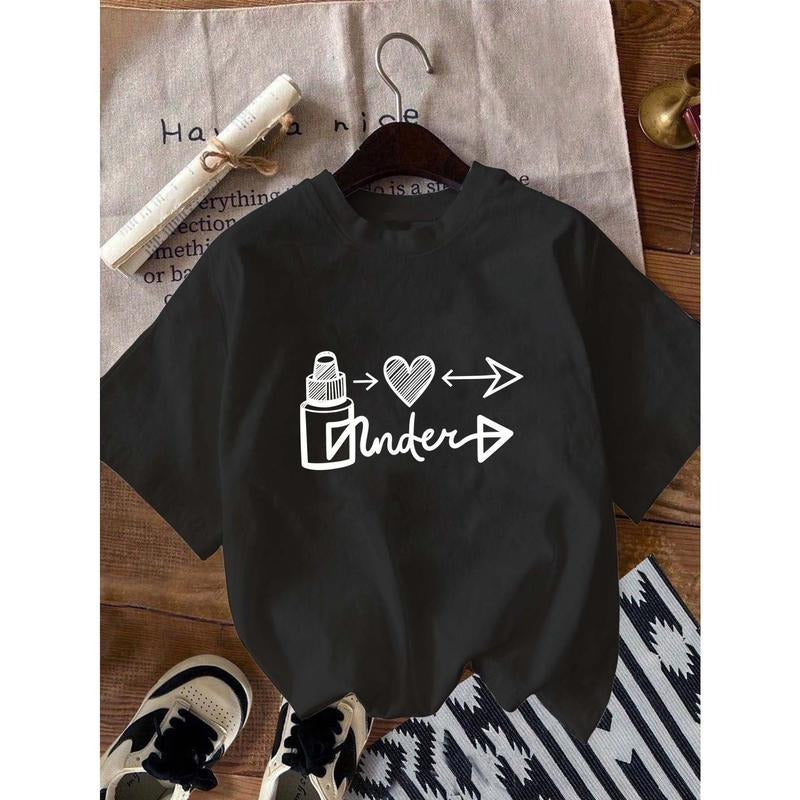 T - Shirt with a Minimalist Design: Stylized Vape Pen, Heart, and Arrow Graphics with the Word 'Vunder' for a Trendy Vibe...