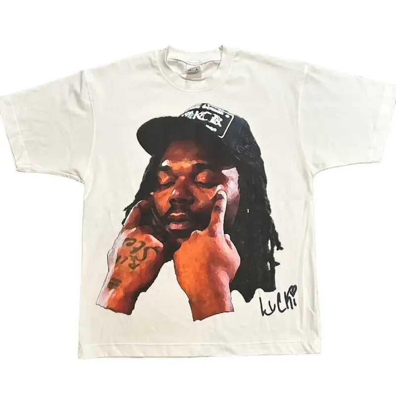 T-Shirt Grafis 'Big Head' Lucki Tee Aesthetic Streetwear Harajuku Hip Hop Retro