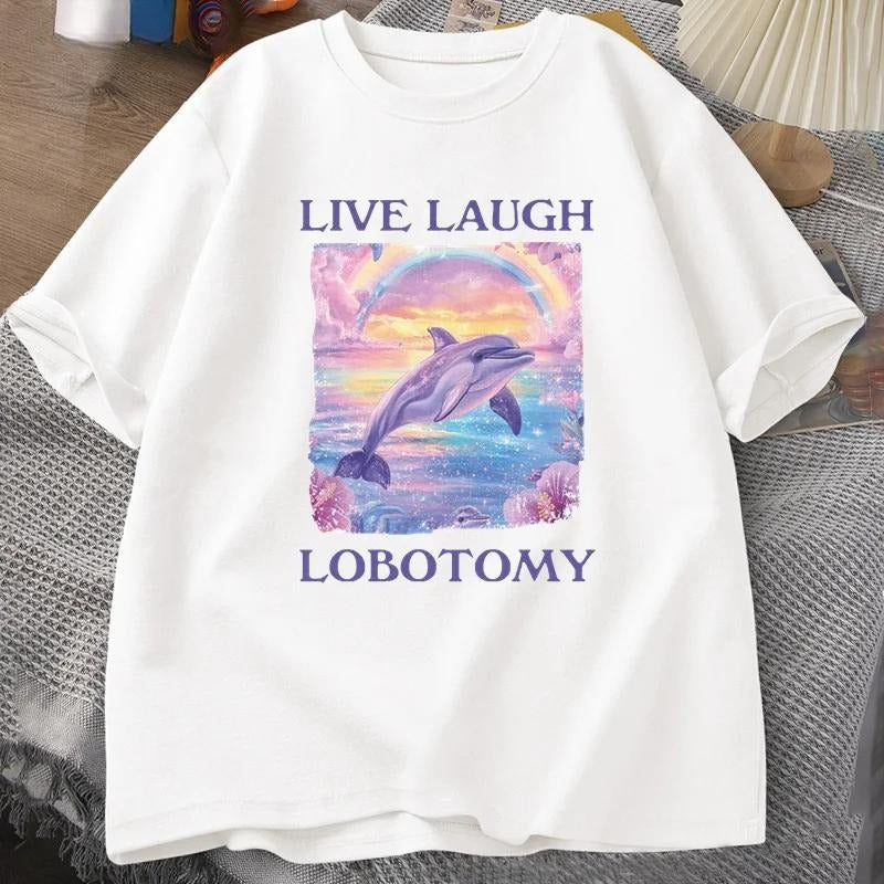 T Shirt Men Funny Dolphin Meme T-shirt Silly Weird Short Sleeve Tshirt Unisex Printed T-shirt Tops style 02 Hoodie Sweatshirt