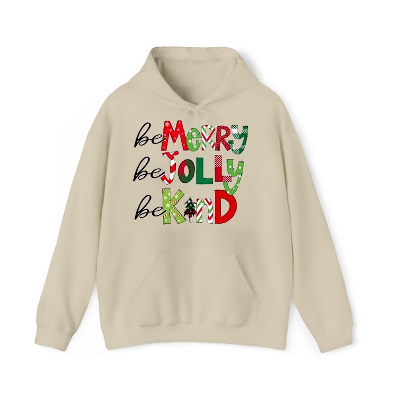 Be Merry Be Jolly Be Kind Teacher Hoodie/T-Shirt, Cute Christmas Teacher Shirt, Be Kind Holiday Top, Cozy Winter Outfit,...