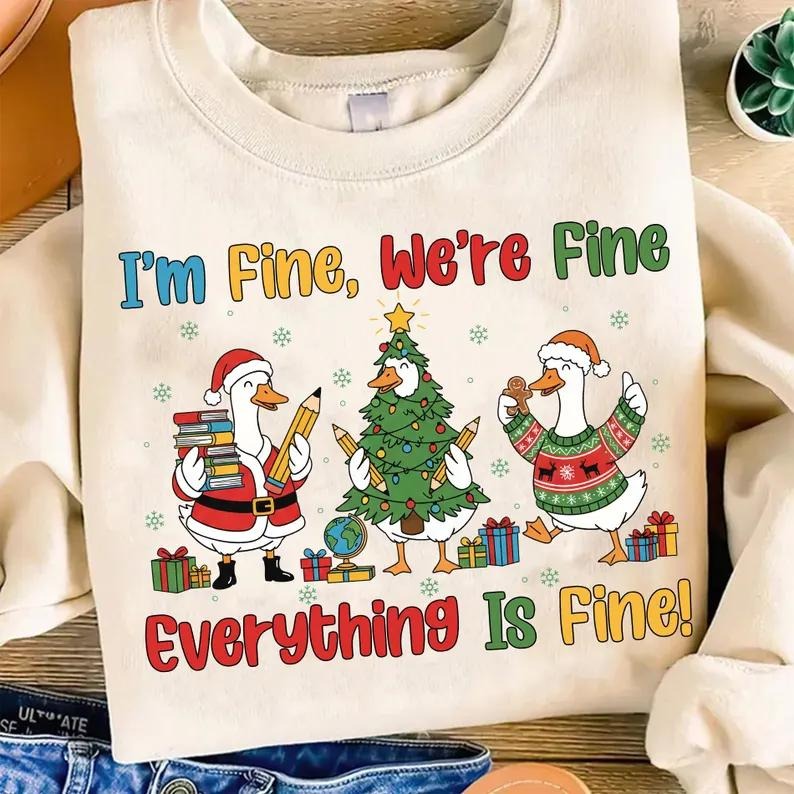 Funny Christmas Teacher Sweatshirt/T-Shirt, Silly Goose Xmas Teacher Shirt, Cute Holiday School Crewneck, Christmas...