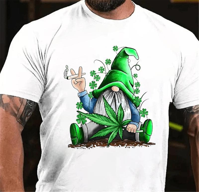 T-shirt Funny Gnome Pot Leaf 420   St Patrick's Day Classic T-shirt Hoodie Sweatshirt | PrintMintTees.com