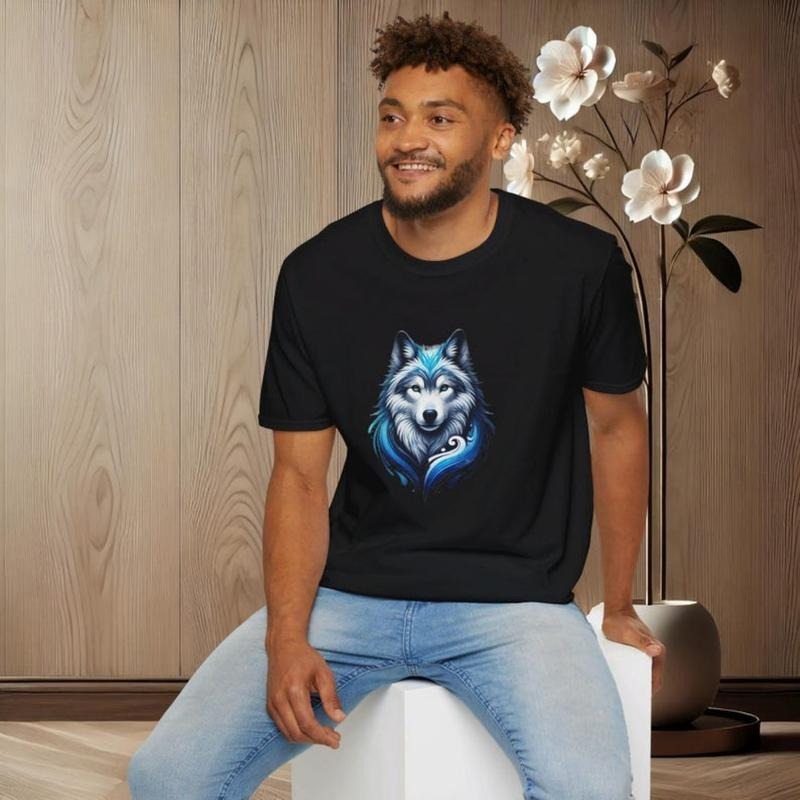 T-shirt with wolf in tie-dye style, unisex s T-shirt, tie-dye trend, trend T-shirt, T-shirt women, men, everyday life,...