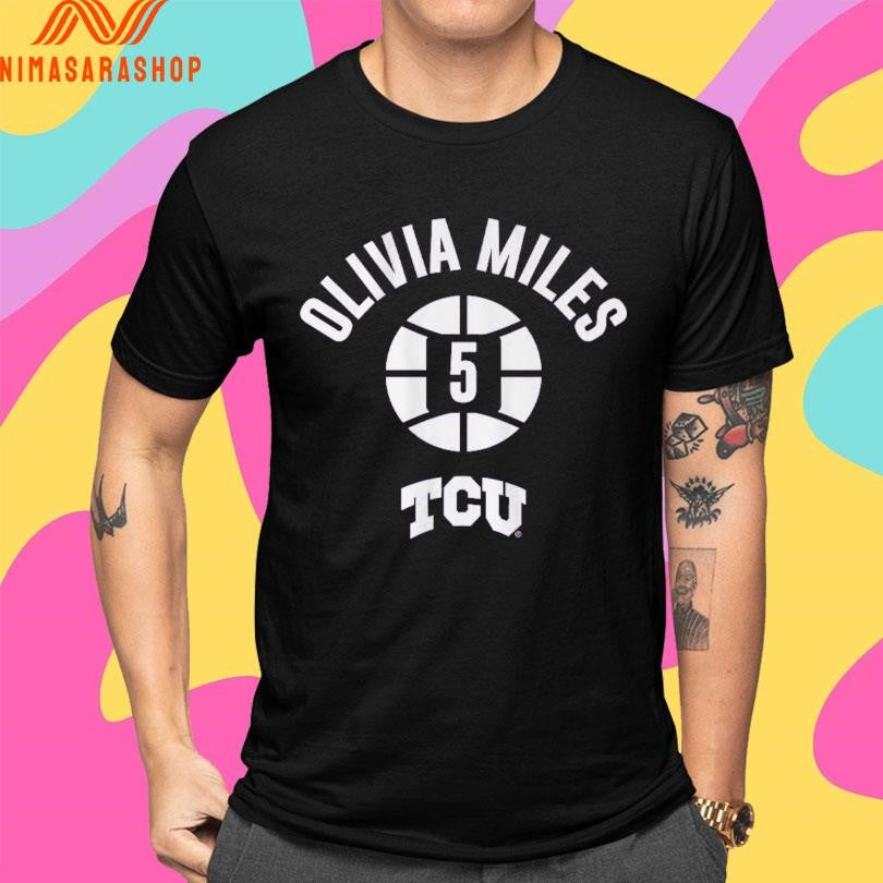 TCU Basketball Olivia Miles 5 Name Number Ball Shirts