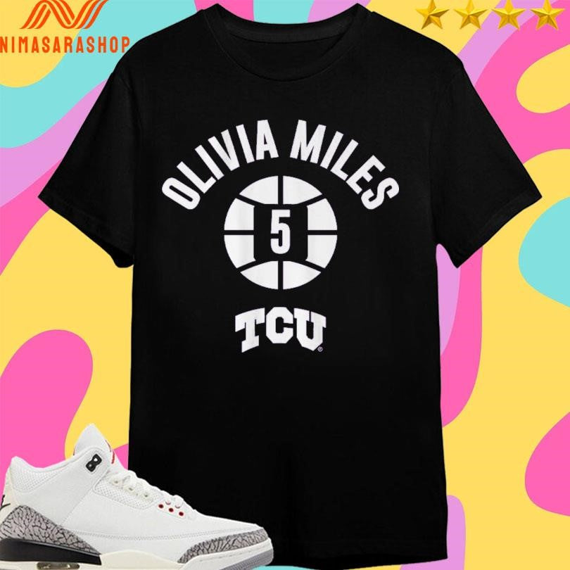 TCU Basketball Olivia Miles 5 Name Number Ball Shirts