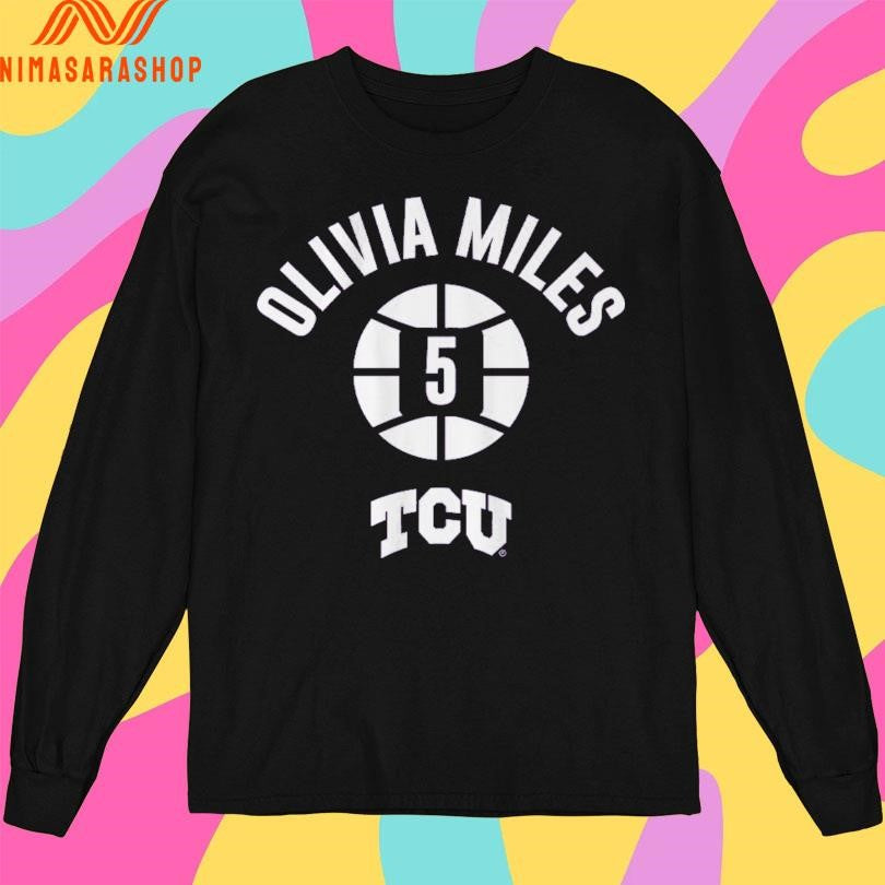 TCU Basketball Olivia Miles 5 Name Number Ball Shirts