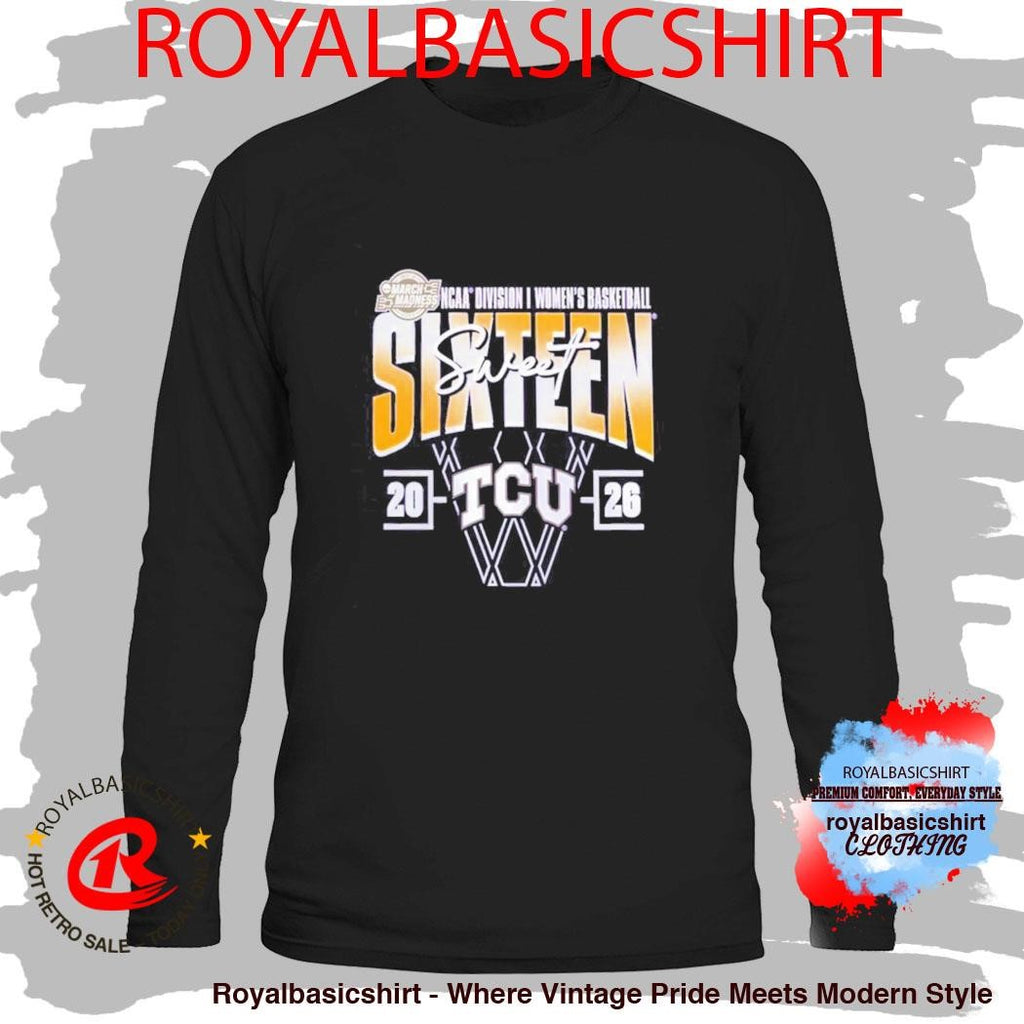 TCU Horned Frogs 2026 NCAA Women’s Basketball Tournament March Madness Sweet 16 Court Shot Shirt