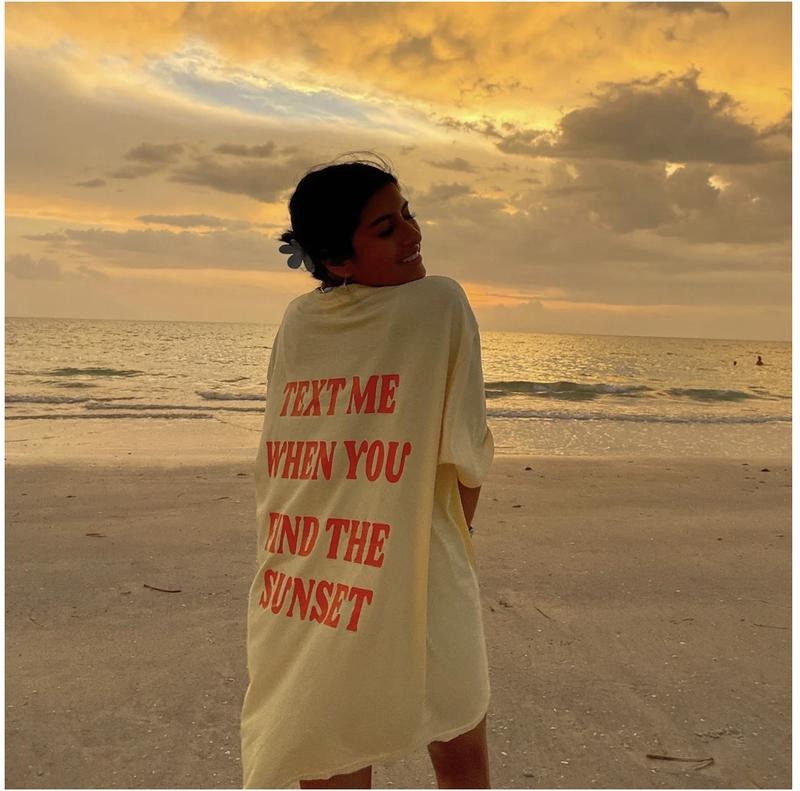 TEXT ME WHEN YOU FIND THE SUNSET SHIRT Cotton Comfort Hoodie Sweatshirt | PrintMintTees.com