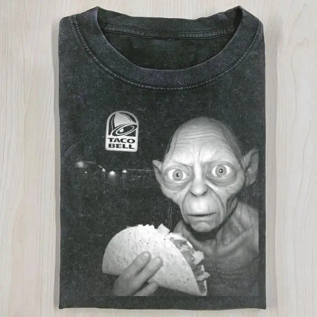 LORD RINGS GOLLUM Taco Bell Shirt Movie Shirt Funny Halloween Shirt Breathable Soft Cotton Casual Round Neck Regular Fit Outdoor & Daily Shirt Hoodie Sweatshirt