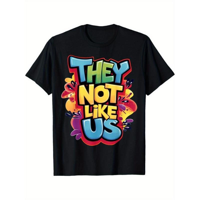 THEY NOT LIKE US T-Shirt Comfortable Short Sleeve Cotton Crew Neck T-Shirt, Casual Soft Men's T-Shirt Summer Tee Black...
