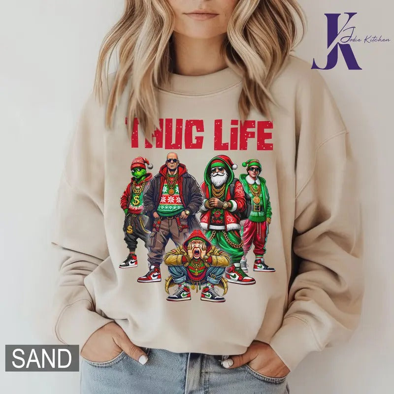 THUGLIFE Christmas Shirt, Christmas Movies Shirt, Character Movie Christmas Shirt, Xmas Graphic Tee Hoodie Sweatshirt