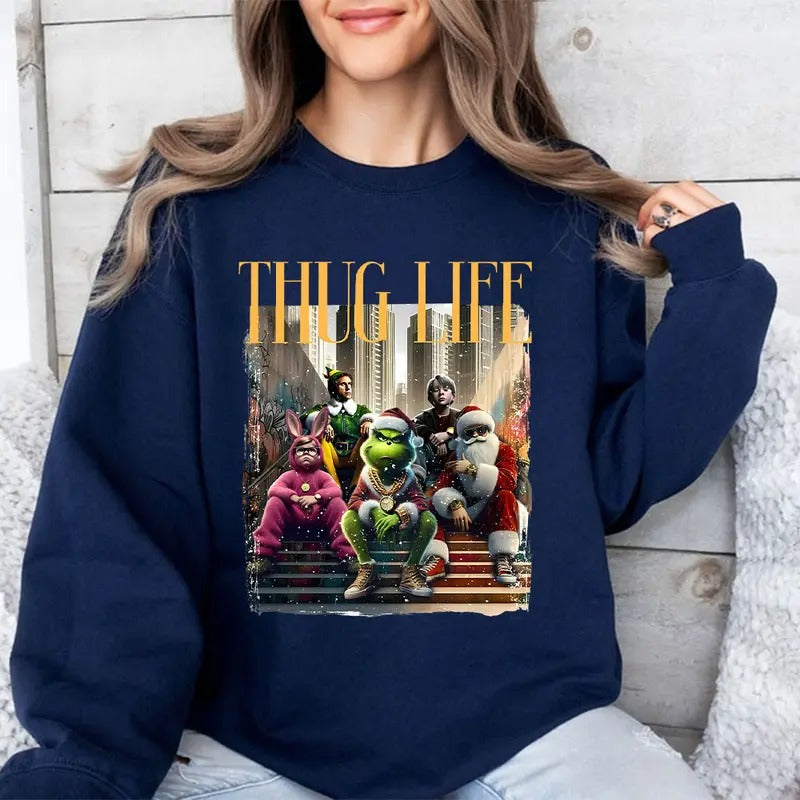 THUGLIFE Christmas Shirt, Christmas Movies Shirt, Xmas Graphic Tee Comfort Cotton style 03 Hoodie Sweatshirt